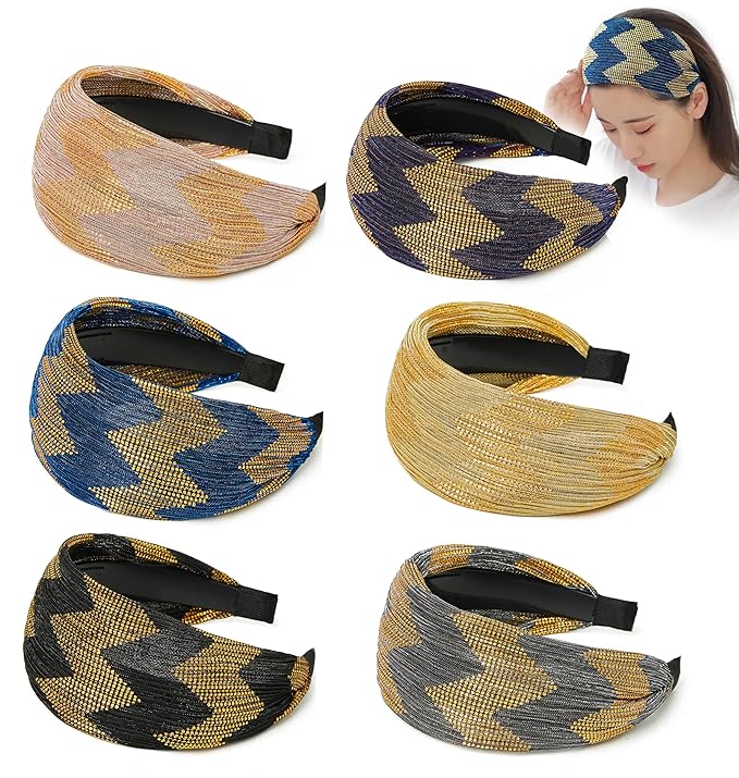 DORIS&JACKY Wide Lace Headbands Elegant Elastic Hairbands With Teeth Fashion Headwear Accessories For Women Girls (Pattern 3-6PCS)
