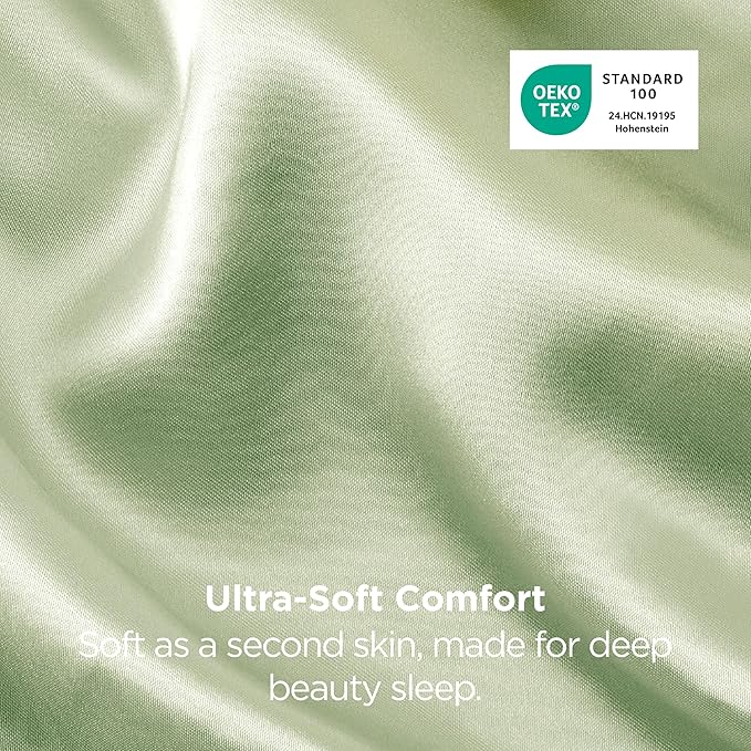 Bedsure Satin Pillowcase 2 Pack Similar to Silk Pillow Cases Standard Size, Pillow Case for Sleeping Women with Envelope Closure, Gifts for Women Men, Sage Green, 20x26 Inches, 2pcs