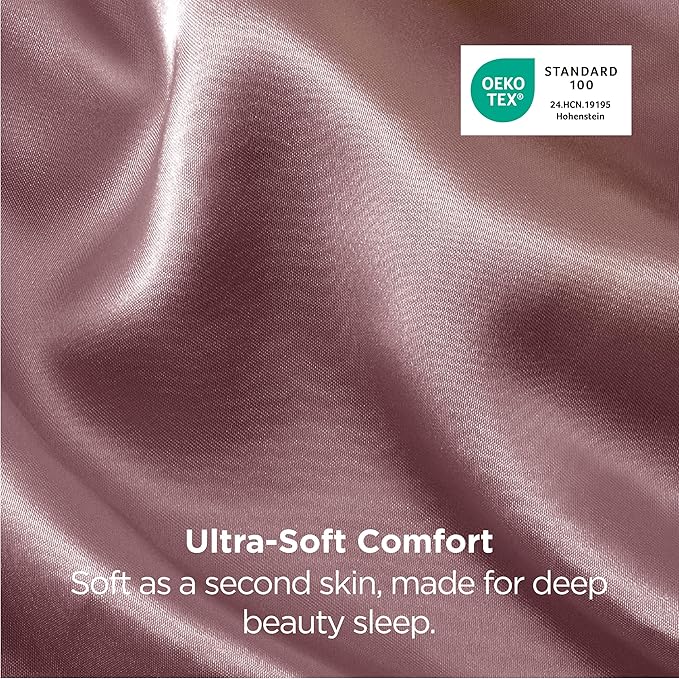 Bedsure Satin Pillowcase for Hair and Skin Queen - Silky Pillowcase 2 Pack with Envelope Closure, Similar to Silk Pillow Cases, Gifts for Women Men, Nostalgia Rose, 20x30 Inches, 2pcs