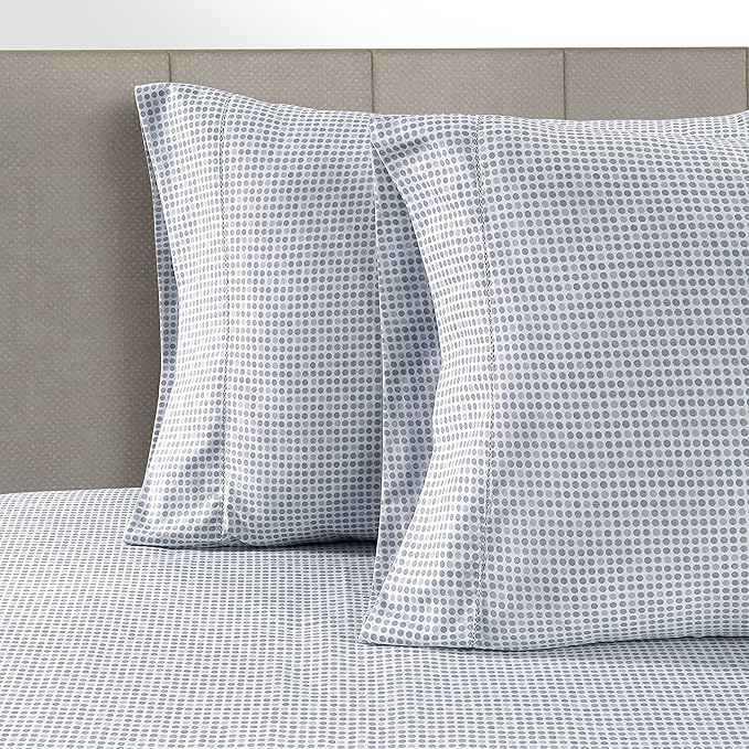 Lane Linen 100% Organic Cotton King Size Pillow Cases Set of 2 (20''x36''), Organic Cotton Pillowcases, King Size Pillow Case Set, Set of 2 Blue Polka Dot