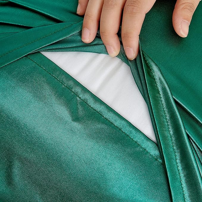 King Size Satin Pillowcase Set of 2 with Envelope Closure,Blackish Green Silk Pillowcase for Hair and Skin (20x36)